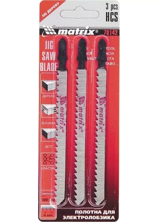Полотна для электролобзика по дереву 3 шт 50 х 1,2мм HCS EU - хвостовик MATRIX 78140 купить в Нягани