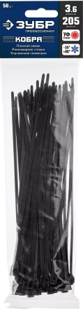 Кабельные стяжки черные КОБРА с плоским замком нейлоновые пакет серия ПРОФЕССИОНАЛ купить в Нягани