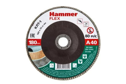 Круг Лепестковый Торцевой (КЛТ) HAMMER КЛТ 1 Ф180х22 Р40 213-030 купить в Нягани