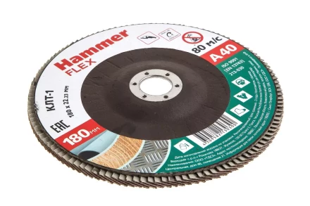 Круг Лепестковый Торцевой (КЛТ) HAMMER КЛТ 1 Ф180х22 Р40 213-030 купить в Нягани