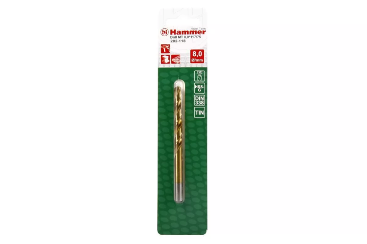 Сверло по металлу HAMMER Ф8х117мм (DR MT 8,0мм*117/75мм) купить в Нягани