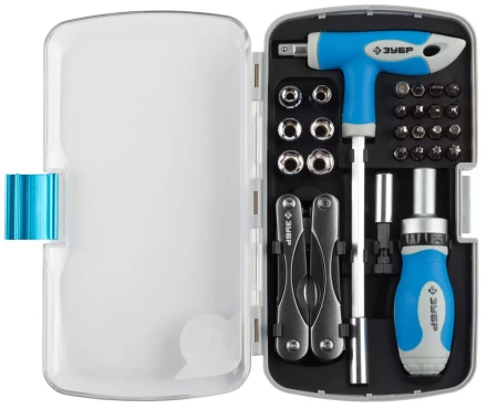 Набор  ЗУБР &quot;ЭКСПЕРТ&quot; универсальный, слесарно-монтажный и многофункциональный инструмент в пластмассовом боксе, 35предм 25290-H35 купить в Нягани