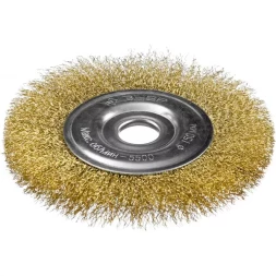 ЗУБР &quot;ПРОФЕССИОНАЛ&quot;. Щетка дисковая для УШМ, витая стальная латунированная проволока 0,3мм, 150х22мм 35187-150_z01
