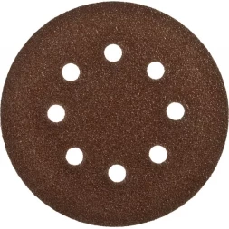 Круг шлифовальный ЗУБР "СТАНДАРТ" из абразивной бумаги на велкро основе, 8 отв., Р60, 125мм, 5шт 35350-125-060