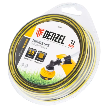 Леска для триммера двухкомпонентная квадратная, 3,0мм х 12м, блистер SkyCutter Denzel 96839 купить в Нягани