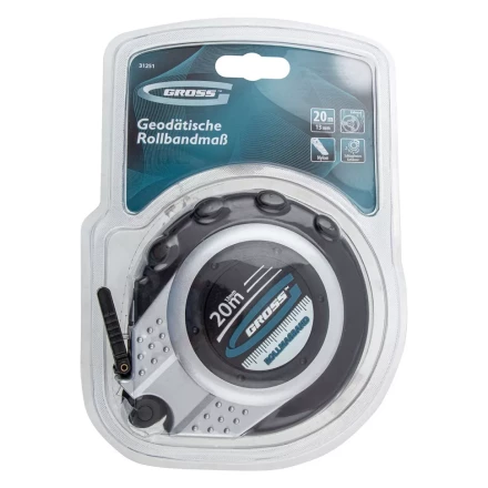 Рулетка геодезическая 20 м х 13 мм GROSS закр. корп. металл. лента нейлон двуст. Шкала 31251 купить в Нягани
