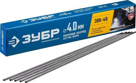ЗУБР Д 4.0 х 450 мм, 5 кг в коробке, ЗОК-46 рутил-целлюлозный, электрод сварочный, Профессионал (40035-4.0) купить в Нягани