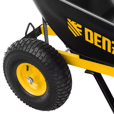 Тачка строительная усиленная объем 140 л 250 кг двухколесная колесо 15х6.00-6 Denzel 69000 купить в Нягани