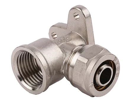 Уголок ЗУБР соединительный с креплением к полу, цанга-гайка, 1/2&quot;х16х2,0 мм, никель 51411-16-1/2 купить в Нягани