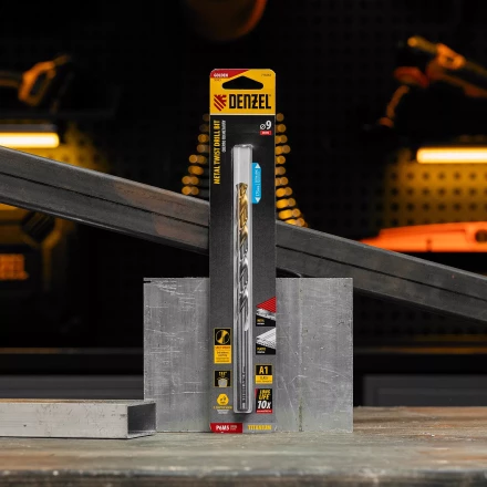 Сверло спиральное по металлу Denzel, 9 х 175 мм, Р6М5, Golden Tip, удлиненное 718262 купить в Нягани