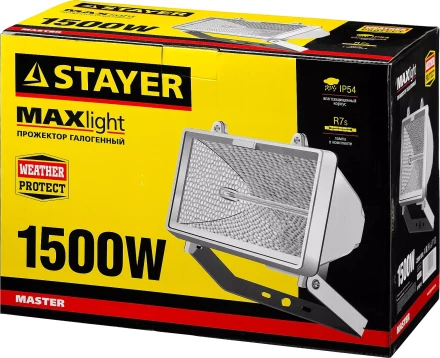 Прожектор STAYER &quot;MASTER&quot; MAXLight галогенный, с дугой крепления под установку, белый, 1500Вт 57107-W купить в Нягани
