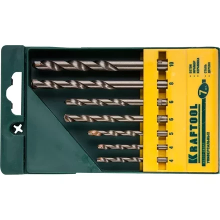 Набор KRAFTOOL &quot;EXPERT&quot; Сверла универсальные (бетон,мрамор,сталь,стекло,керамика,дерево), цилиндр. хвост., в боксе, 7шт 29172-H7 купить в Нягани