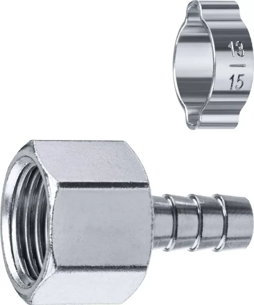 ЗУБР штуцер елочка, 10 мм - 1/2F, переходник с обжимным хомутом, Профессионал (64923-1/2-10) купить в Нягани