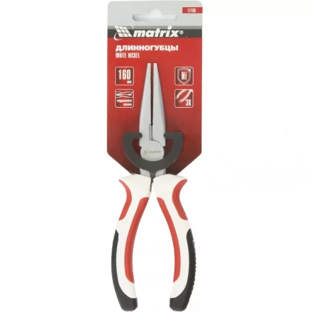 Длинногубцы White Nickel 160 мм прямые никелированные трехкомпонентные рукоятки MATRIX 17188 купить в Нягани