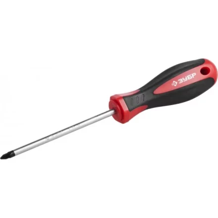 Отвертка ЗУБР &quot;МАСТЕР&quot;, Cr-v, эргономичная двухкомпонентная рукоятка, PZ1x100мм 25063-1-100_z02 купить в Нягани