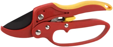 Секатор GRINDA двухкомпонентные ручки, храповый механизм, с эфесом, округлые лезвия с упорной наковальней, 205мм 8-423233_z01 купить в Нягани