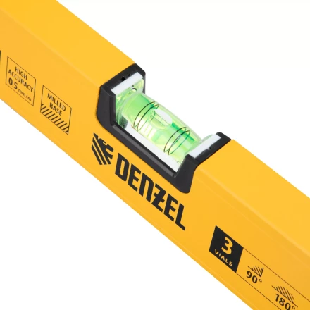 Уровень алюминиевый Denzel 33692, магнит, фрезерованный, 3 глазка (1 зеркал.), 0,5 мм/м, 800 мм купить в Нягани