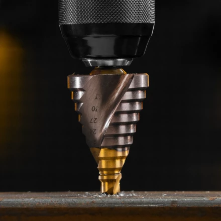 Сверло ступенчатое Denzel 723615, 9-12-15-18-21-24-27-30-33-36 мм, Р6М5К5, 6-гр. хвостовик купить в Нягани