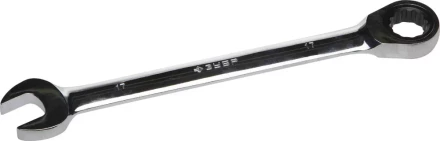 Ключ ЗУБР &quot;ПРОФИ&quot; гаечный комбинированный трещоточный, Cr-V сталь, хромированный, 17мм 27074-17 купить в Нягани