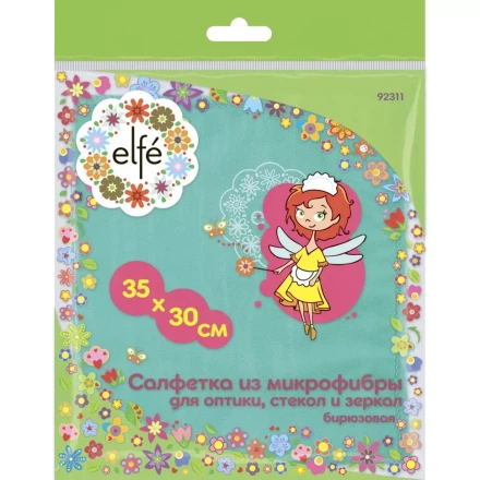 Салфетка из микрофибры для оптики стекол и зеркал бирюзовая 350х300 мм Elfe 92311 купить в Нягани