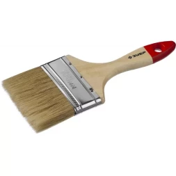 Кисть плоская  ЗУБР "УНИВЕРСАЛ-МАСТЕР", натуральная щетина, деревянная ручка, 100мм 4-01003-100