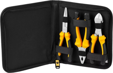 Набор JCB: Губцевый инструмент, хромированное покрытие, двухкомпонентные рукоятки, CrV cталь, 3 предм, чехол JPL016 купить в Нягани