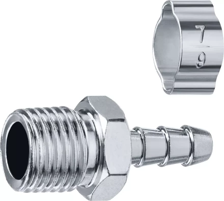 ЗУБР штуцер елочка, 6 мм - 1/4M, переходник с обжимным хомутом, Профессионал (64924-1/4-06) купить в Нягани