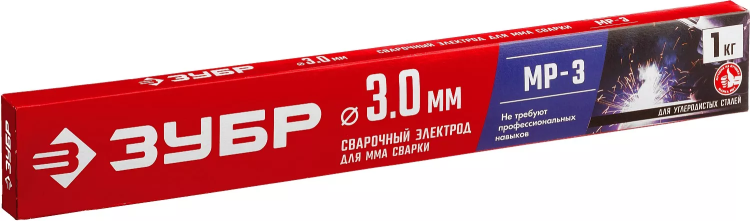 ЗУБР Д 3.0 х 350 мм, 1 кг в коробке, МР-3 рутиловый, электрод сварочный (40011-3.0) купить в Нягани