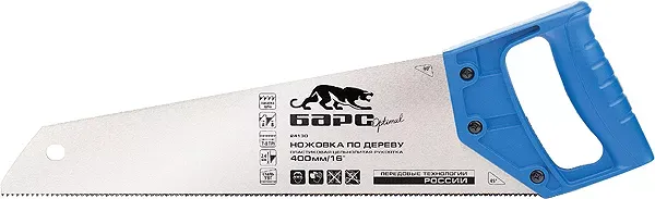 Ножовка по дереву,450 мм/18",7-8TPI,короткий зуб 2D,каленый зуб,пласт. цельнолит.рукоятка БАРС 24132 купить в Нягани