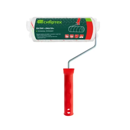 Валик &quot;Эмали&quot; , 180 мм, ворс 12 мм, D - 48 мм, D ручки - 6 мм, полиамид, полиакрил Сибртех 80196 купить в Нягани