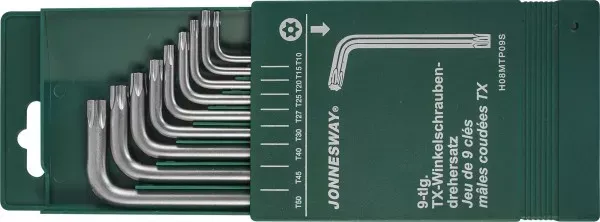 Комплект угловых ключей TORX с центрированным штифтом Т10-Т50 9предметов S2 H08MTP09S Jonnesway 47100 купить в Нягани