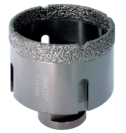 Коронка алмазная по керамограниту D 64 мм для УШМ сух. рез Энкор 48314 купить в Нягани