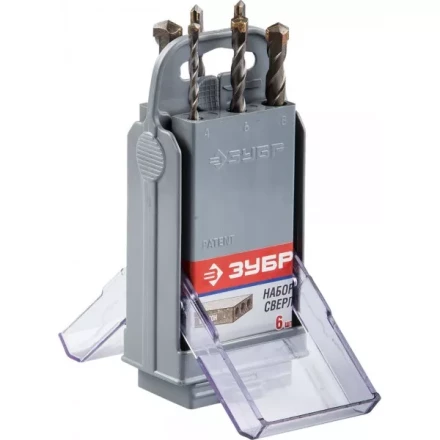 Набор ударных сверл ЗУБР &quot;МАСТЕР&quot; по бетону, 4, 5, 6х2шт, 8, 10мм, 6шт в супер боксе 2922-H6-SB купить в Нягани