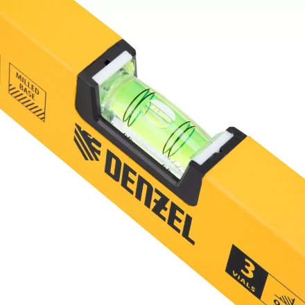 Уровень алюминиевый Denzel, магнит, фрезерованный, 3 глазка (1 зеркал.), 0,5 мм/м, 1000 мм, 33693 купить в Нягани