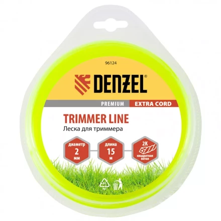 Леска для триммера двухкомпонентная квадрат 2,0 мм 15 м Extra cord Denzel 96124 купить в Нягани