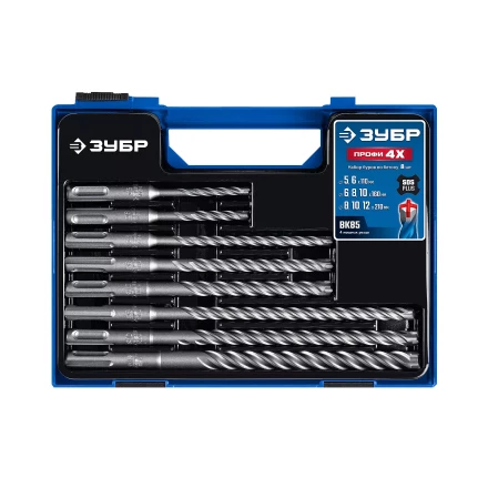 ЗУБР ПРОФИ-4Х 8 шт: 5/6х110, 6/8/10х160, 8/10/12х210 мм, набор SDS-plus буров (29313-H8-1) купить в Нягани