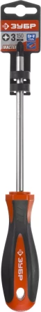Отвертка ЗУБР &quot;МАСТЕР&quot;, Cr-v, эргономичная двухкомпонентная рукоятка, PZ3x150мм 25063-3-150_z02 купить в Нягани
