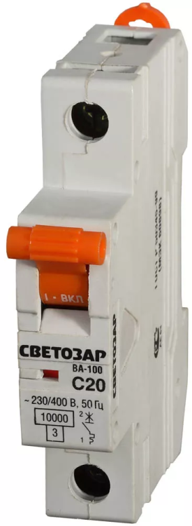 Выключатель автоматический СВЕТОЗАР 1-полюсный, 10 A, "C", откл. сп. 10 кА, 230 / 400 В SV-49071-10-C купить в Нягани