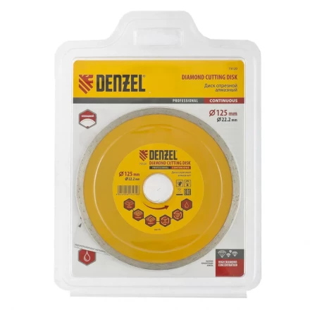 Диск алмазный отрезной сплошной 150 х 22,2 мм мокрая резка DENZEL артикул 73126 купить в Нягани