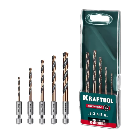 Набор сверл по металлу, хвостовик НЕХ-1/4, сталь М35-Со5% 29652-H5 купить в Нягани