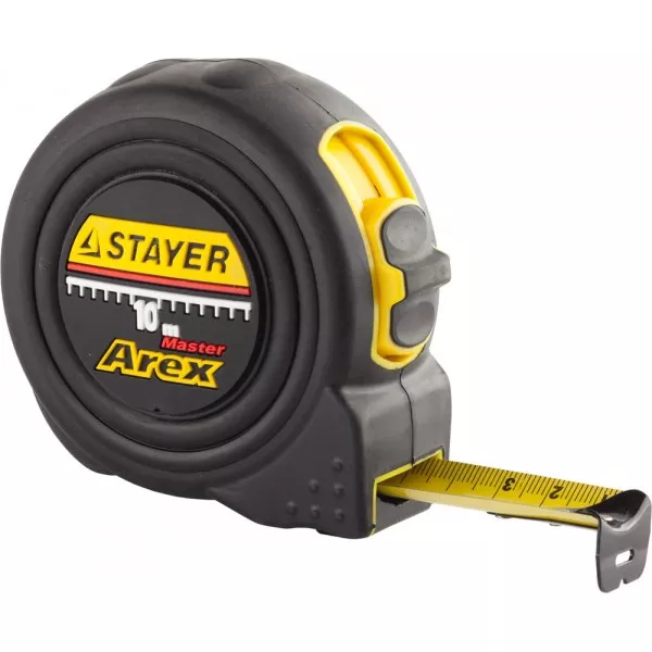 Рулетка STAYER "PROFI" "AREX", двухкомпонентный противоударный корпус, упрочненное полотно, 10м/25мм 3410-10_z01 купить в Нягани