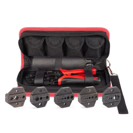 Пресс-клещи КВТ HT-330 с набором из 5 матриц для опрессовки разъемов SMA, N-типа, TNC, BNC, FME, UHF (набор) (89230) купить в Нягани