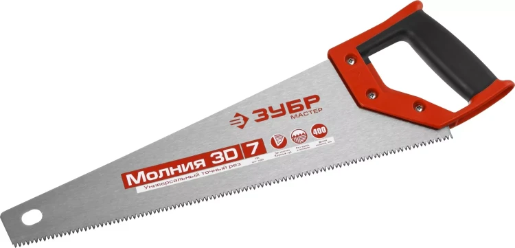 Ножовка универсальная (пила) ЗУБР МОЛНИЯ-3D 400 мм, 7TPI, 3D зуб, точный рез вдоль и поперек волокон, для средних заготовок из всех видов материалов 15077-40 купить в Нягани