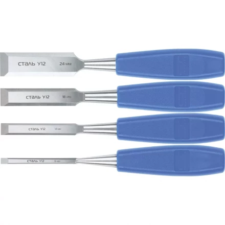 Набор стамесок плоских 4 штуки 6-12-18-24 мм СИБРТЕХ 24422 купить в Нягани