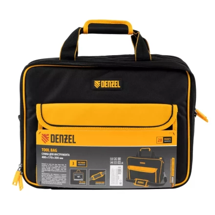 Сумка для инструмента, 400х170х300 мм, 3 отделения, 28 карманов, наплечный ремень// Denzel 90295 купить в Нягани