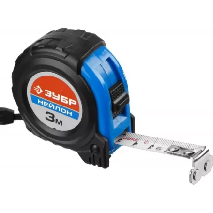 Рулетка ЗУБР &quot;НЕЙЛОН&quot;, нейлоновое покрытие, упрочненное полотно, ударопрочный обрезиненный корпус, 3м/16мм 34056-03-16_z01 купить в Нягани