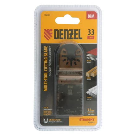 Насадка для МФИ режущая пазовая прямая, BiM, по металлу и дереву, 33 x 1.4 мм, мелкий зуб Denzel 782305 купить в Нягани
