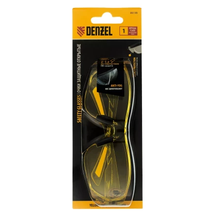 Очки защитные открытые Denzel 89199, поликарбонатные, желтая линза купить в Нягани