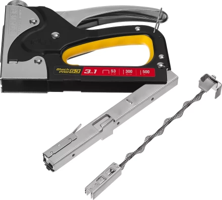 Степлер для скоб &quot;BlackPro 53&quot; 3-в-1: тип 53 (4-14 мм) / 300 (10-14 мм) / 500 (14 мм), STAYER Professional 31507 купить в Нягани