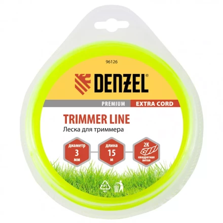 Леска для триммера двухкомпонентная квадрат 3,0 мм 15 м Extra cord Denzel 96126 купить в Нягани